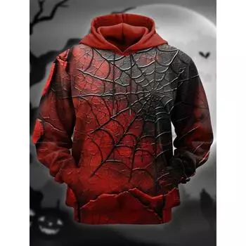 Мужская мода с капюшоном с принтом тыквы, праздничная толстовка на Хэллоуин, оранжевая толстовка с капюшоном и карманом, осенне-зимний дизайн S