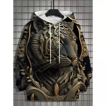 Мужская мода с принтом банданы и 3D-принтом, толстовки с капюшоном, синяя, коричневая, с круглым вырезом, осенне-зимняя дизайнерская толстовка с капюшоном L