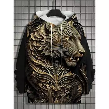 Мужская мода с принтом банданы и 3D-принтом, толстовки с капюшоном, синяя, коричневая, с круглым вырезом, осенне-зимняя дизайнерская толстовка с капюшоном M
