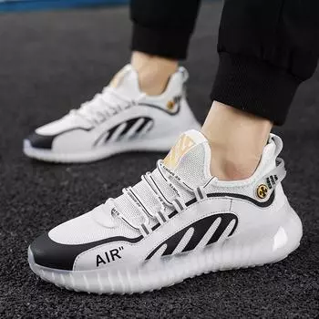 Мужская мода Сетчатые кроссовки Дышащие тренировочные кроссовки Спортивные повседневные туфли 39 белый