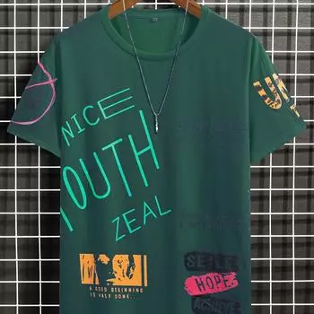 Мужская мода слоган принт модная футболка S