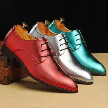 Мужская мода свадебная обувь для вечеринок мужские классические туфли дерби для офиса деловые туфли на шнуровке с острым носком туфли на плоской подошве в британском стиле 38 красный