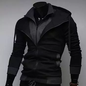 Мужская мода свитер кардиган куртка с капюшоном повседневные спортивные толстовки пальто XS чёрный