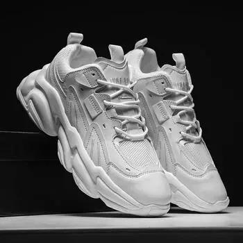 Мужская мода толстая подошва увеличивающая рост повседневные кроссовки весна лето легкие дышащие сетчатые мужские туфли zapatillas Hombre 39 бежевый