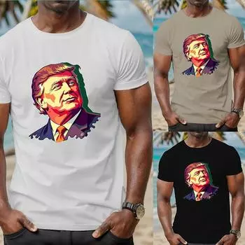 Мужская мода Трамп Дональд Трамп Сторонник 3D Печать Футболка Мода O-образный вырез короткий рукав Повседневные мужские футболки S темно-серого