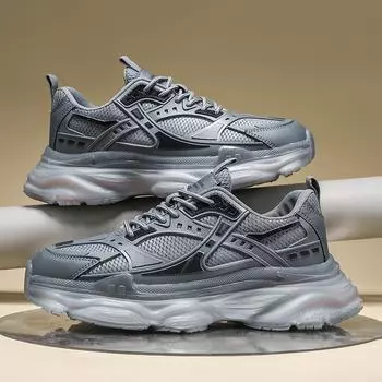 Мужская мода тренд толстая подошва сетчатые теннисные туфли Masulino комфорт открытый повседневные универсальные кроссовки дышащие беговые вулканизированные туфли 39 бежевый