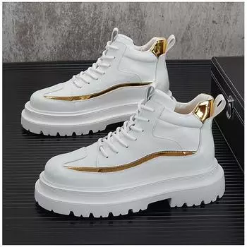 Мужская мода вечерние платья для ночного клуба из натуральной кожи туфли на платформе красивые ковбойские сапоги до щиколотки мужские туфли сапожки мужские 38 белый