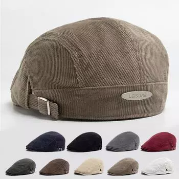 Мужская мода вельветовый берет весна осень толстый теплый женский плоская шляпа винтажная повседневная кепка газетчика унисекс мода спереди сзади одежда белый