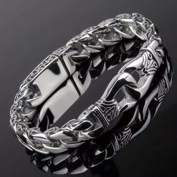 Мужская мода высококачественный металлический браслет-цепочка ретро тотем панк байкерский браслет 23cm белый