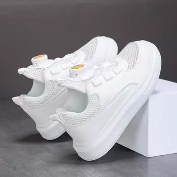 Мужская модель 2024 года для студентов, маленькие белые туфли для девочек, детские белые кроссовки, белые туфли, сетчатые, дышащие, для детей среднего и старшего возраста, spr 28