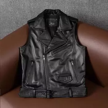 Мужская модель Locomotive, первый слой, куртка из коровьей кожи, жилет, кожаный жилет, большой размер, весна и осень S