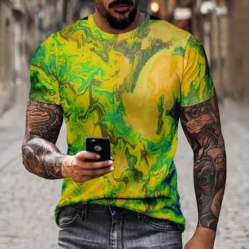 Мужская модная 3D-печатная футболка с круглым вырезом и короткими рукавами, летняя повседневная индивидуальная хип-хоп уличная одежда, крутая футболка S