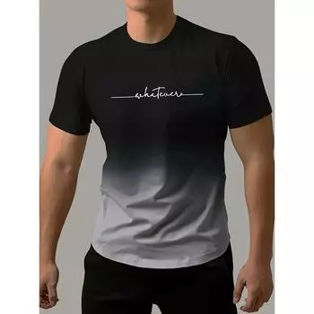 Мужская модная авангардная футболка с градиентом — суперэластичная, дышащая, повседневная — яркие цвета, футболка с круглым вырезом, удобная летом XVGJ XXS