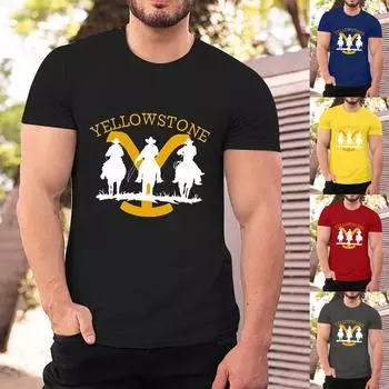 Мужская модная блузка с круглым вырезом и коротким рукавом с принтом XL