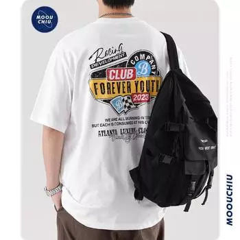 Мужская модная брендовая футболка с короткими рукавами для мужчин, новая летняя свободная повседневная уличная футболка с принтом для пары с половиной рукавов XXXXL