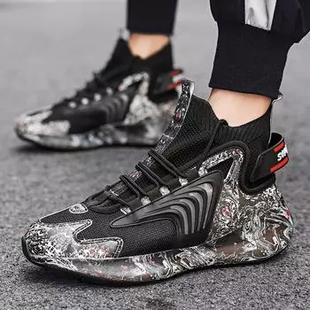 Мужская модная дышащая обувь большого размера с высоким берцем и сеткой 39 белый