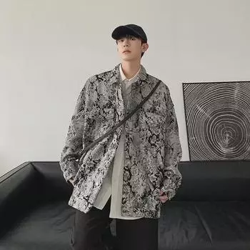 Мужская модная джинсовая куртка с цветочной вышивкой и кисточками 2XL синий