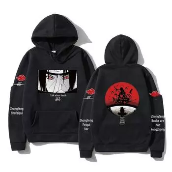 Мужская модная флисовая толстовка с капюшоном Naruto - трендовая толстовка с длинными рукавами в стиле аниме на весну и осень XXL вино красного