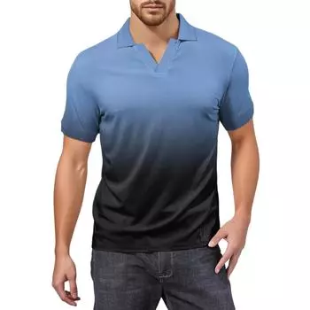 Мужская модная футболка для гольфа с коротким рукавом и V-образным вырезом XXXL синий