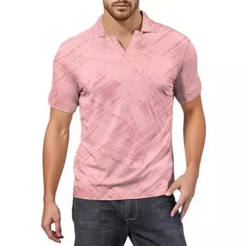 Мужская модная футболка для гольфа с коротким рукавом и V-образным вырезом XXL розовый