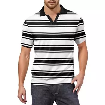 Мужская модная футболка для гольфа с коротким рукавом и V-образным вырезом XXL чёрный