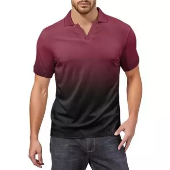 Мужская модная футболка для гольфа с коротким рукавом и V-образным вырезом L красный