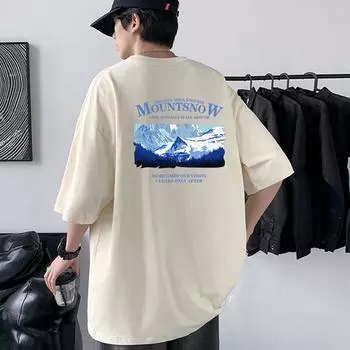 Мужская модная футболка INS с приспущенным плечом, свободного кроя, из тяжеловесного гребенного хлопка 4XL