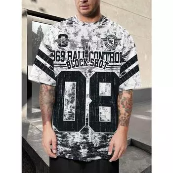 Мужская модная футболка Manfinity LEGND с принтом в виде букв и цифр, с приспущенными плечами, летняя S