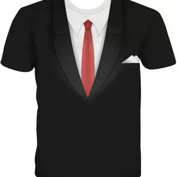 Мужская модная футболка с 3D-принтом - легкая летняя футболка с красным галстуком-бабочкой - уникальный повседневный стиль с круглым вырезом S