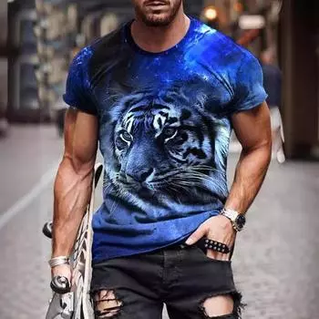 Мужская модная футболка с 3D-принтом животных и уникальными узорами S