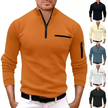 Мужская модная футболка с длинным рукавом и вышивкой, весенне-осенний пуловер с длинными рукавами, толстовка L чёрный