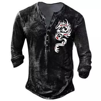 Мужская модная футболка с длинным рукавом и вышивкой, весенне-осенний пуловер с длинными рукавами и принтом, толстовка M кофейный