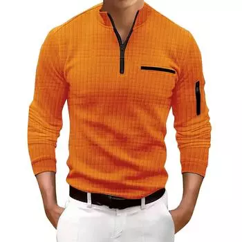 Мужская модная футболка с длинным рукавом и вышивкой, весенне-осенний пуловер с длинными рукавами, толстовка S шафрановый