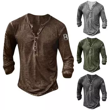 Мужская модная футболка с длинным рукавом и вышивкой, весенне-осенний пуловер с длинными рукавами и принтом, толстовка XXXL кофейный