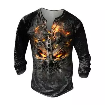 Мужская модная футболка с длинным рукавом и вышивкой, весенне-осенний пуловер с длинными рукавами и принтом, толстовка S чёрный