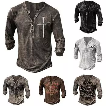 Мужская модная футболка с длинным рукавом, весенние и осенние повседневные винтажные футболки больших размеров 4XL