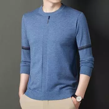 Мужская модная футболка с длинными рукавами и круглым вырезом, осенне-зимний молодежный базовый кардиган, мужская модная футболка M