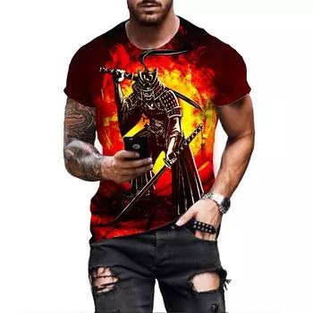 Мужская модная футболка с изображением средневековых древних рыцарей, забавная футболка японского самурая с коротким рукавом для мужчин/женщин, повседневная футболка в стиле хип-хоп с принтом