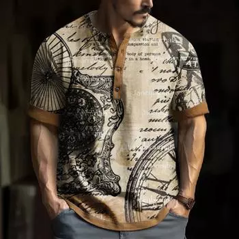 Мужская модная футболка с коротким рукавом и вышивкой с коротким рукавом и принтом на весну и лето L бежевый