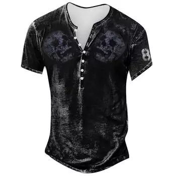 Мужская модная футболка с коротким рукавом и вышивкой с коротким рукавом и принтом на весну и лето L