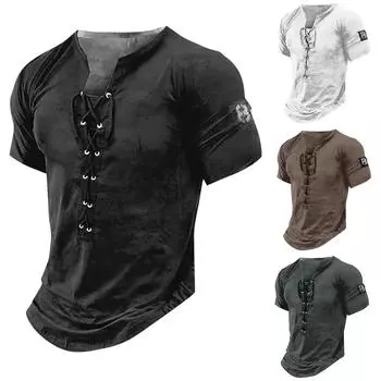 Мужская модная футболка с коротким рукавом и вышивкой с коротким рукавом и принтом на весну и лето L чёрный