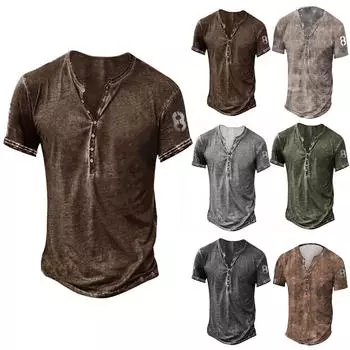 Мужская модная футболка с коротким рукавом и вышивкой с коротким рукавом и принтом на весну и лето L