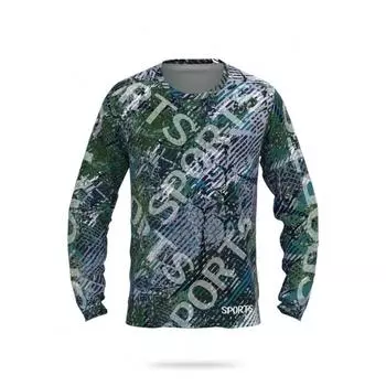 Мужская модная футболка с круглым вырезом и длинным рукавом с 3D-цифровым принтом, быстросохнущая, дышащая, для рыбалки, пешего туризма, бега, фитнеса, активного отдыха S