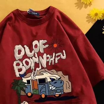 Мужская модная футболка с круглым вырезом и короткими рукавами с принтом для лета, свободный повседневный топ S чёрный