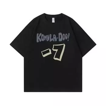 Мужская модная футболка с круглым вырезом и короткими рукавами с принтом для лета, свободный повседневный топ S чёрный