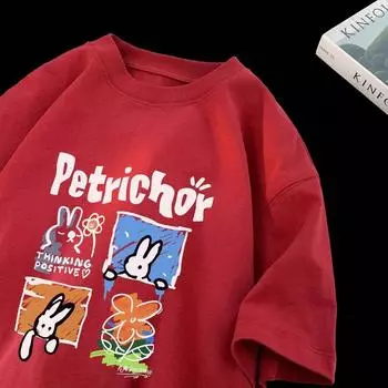 Мужская модная футболка с круглым вырезом и короткими рукавами с принтом для лета, свободный повседневный топ S чёрный