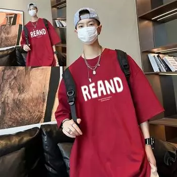 Мужская модная футболка с круглым вырезом и короткими рукавами с принтом для лета, свободный повседневный топ S чёрный