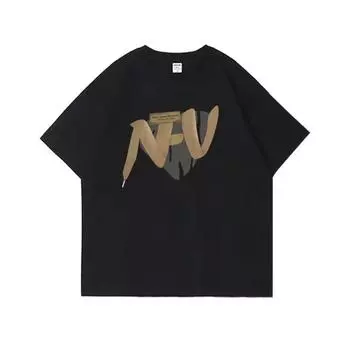 Мужская модная футболка с круглым вырезом и короткими рукавами с принтом для лета, свободный повседневный топ M чёрный