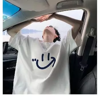 Мужская модная футболка с круглым вырезом и короткими рукавами с принтом для лета, свободный повседневный топ S чёрный