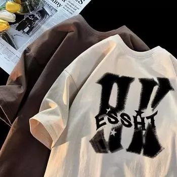 Мужская модная футболка с круглым вырезом и короткими рукавами с принтом для лета, свободный повседневный топ M белый